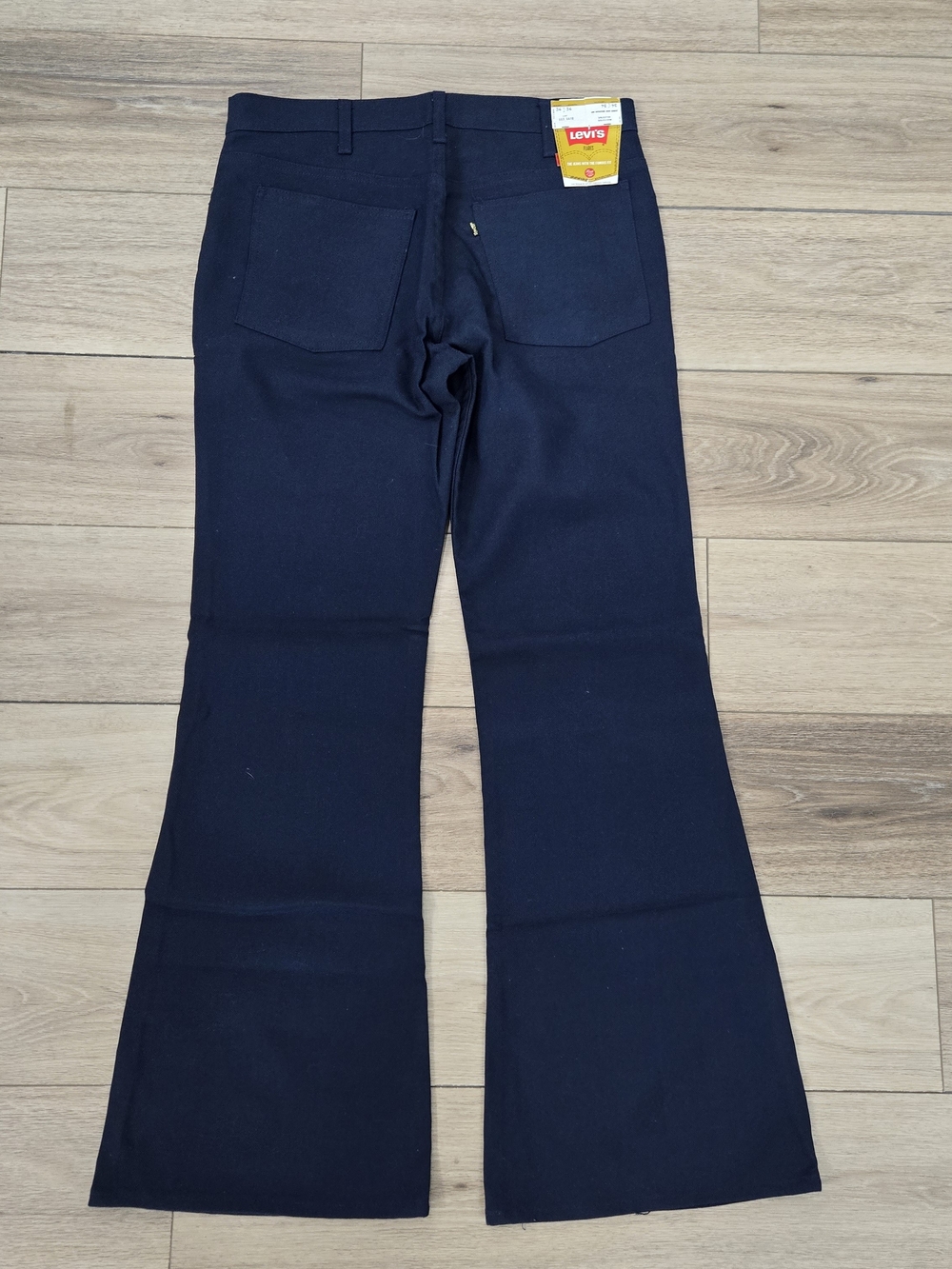 VTG 70s Levis 663 Flare Bell Bottom Pants NWT Deadstock 34x34 Navy Blue USA Made - Picture 9 of 9